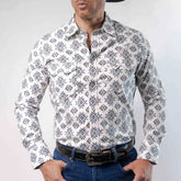Camisa Platini Modern Fit Estampada Aztec Blanco