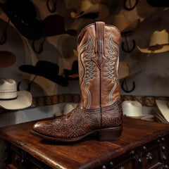 Bota Tejano Caguama Print Cafe H-Oval 064