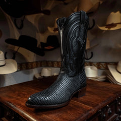 Bota Tejano Lizard Print Negro 065