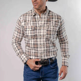 Camisa Platini Modern Fit Cuadros Blanco/Café