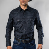Camisa Rock&Roll MC Est Aztec Negro/Azul 059