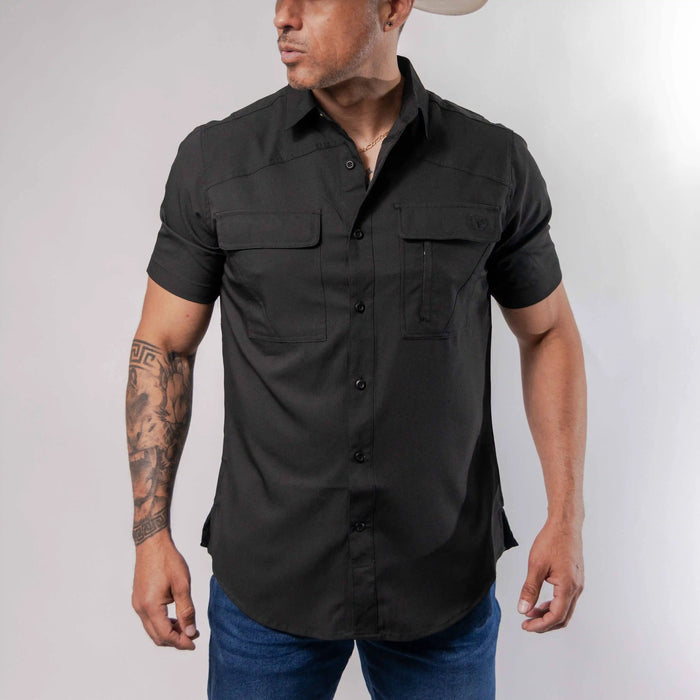 Camisa Platini Manga Corta Performance Lisa Negro