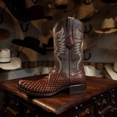 Bota Tejano Joan Piton Print Cognac 076