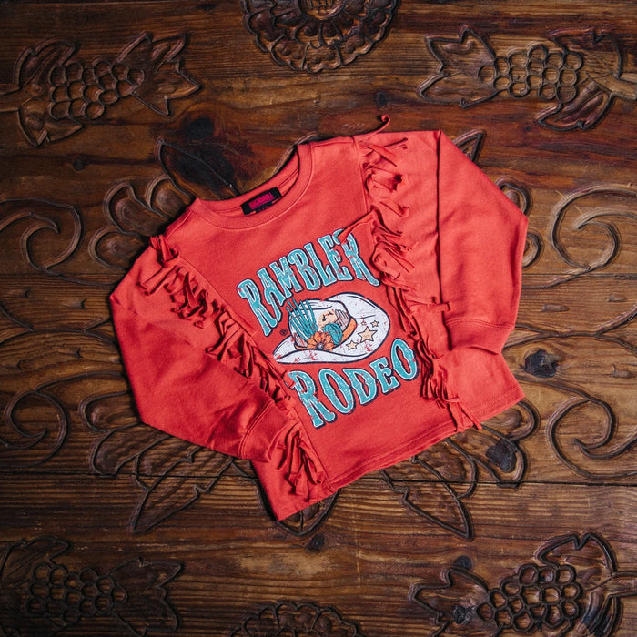 Playera Rock&Roll Manga Larga Kids Flecos Hat Ladrillo 002