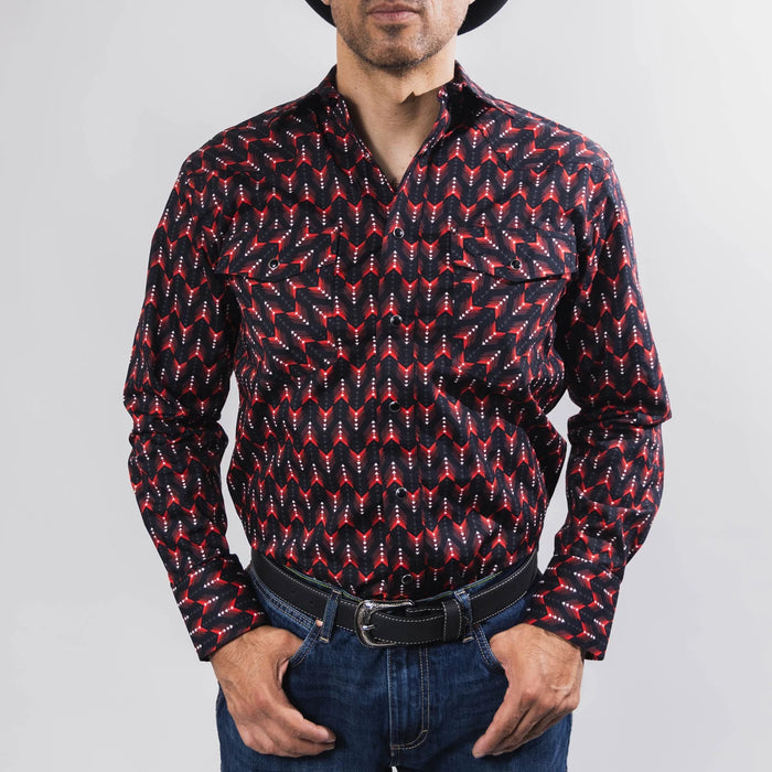 Camisa McAllen Estampada Negra/Rojo 052