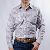 Camisa Rodeo West Est Flores Gris 033