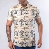 Camisa Polo Platini Fit Estampada Desierto Beige