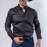 Camisa Platini Modern Fit Estampada Negro/Gris