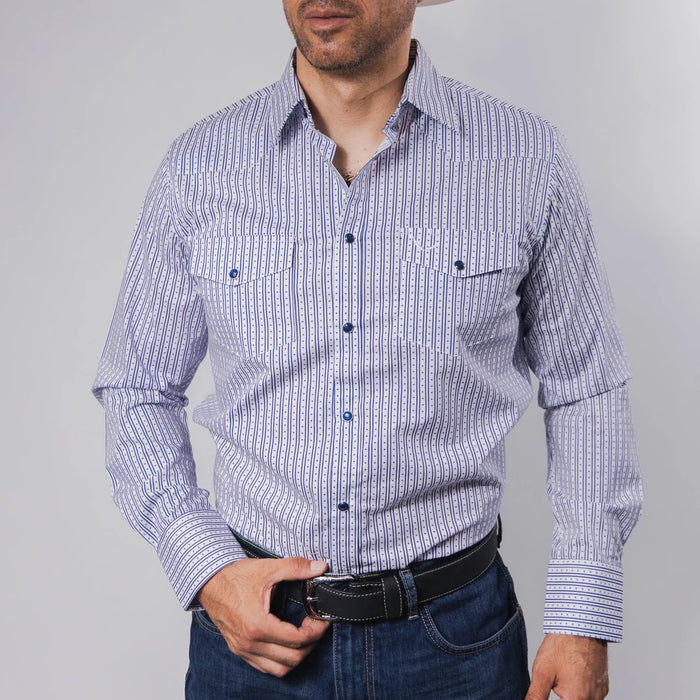 Camisa McAllen Estampada Corona Blanco/Azul 062