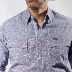 Camisa Wrangler Retro Est Hojas Gris 235