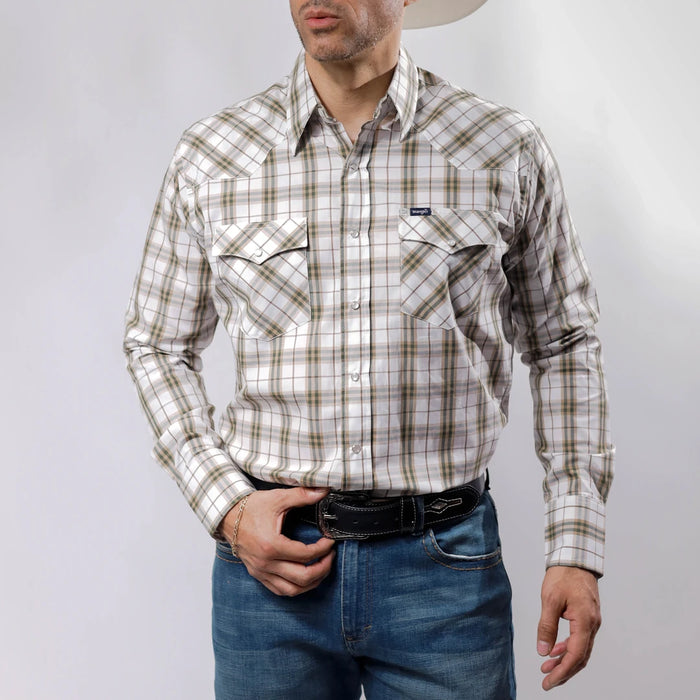 Camisa Wrangler Painted Cuadros Café/Verde 236