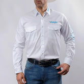 Camisa Wrangler Logo Blanco/Azul Cielo 240