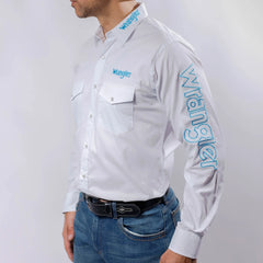 Camisa Wrangler Logo Blanco/Azul Cielo 240