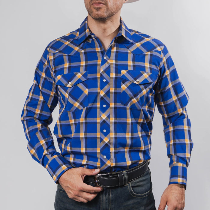 Camisa Hannover Cuadros Azul/Naranja 343