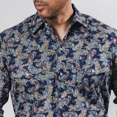 Camisa Hannover Est Amibas Azul/Naranja 371