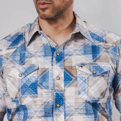 Camisa Rodeo West Est Azul/Blanco 036