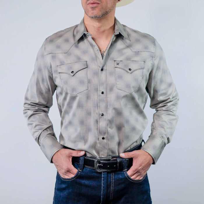 Camisa 1800 West Estampada Puntos Negro/Gris 034