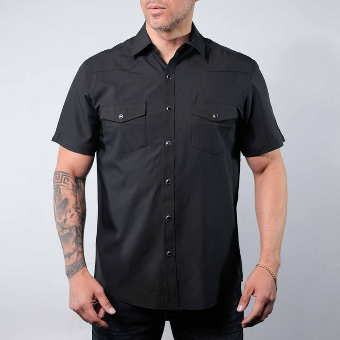 Camisa McAllen Manga Corta Performance Negra 074
