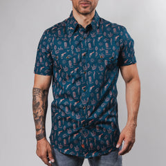 Camisa Rock&Roll MC Est Western Azul 055