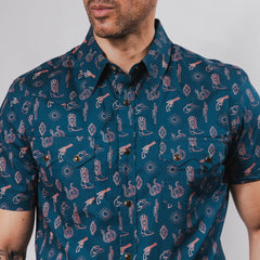 Camisa Rock&Roll MC Est Western Azul 055