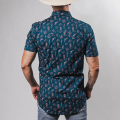 Camisa Rock&Roll MC Est Western Azul 055