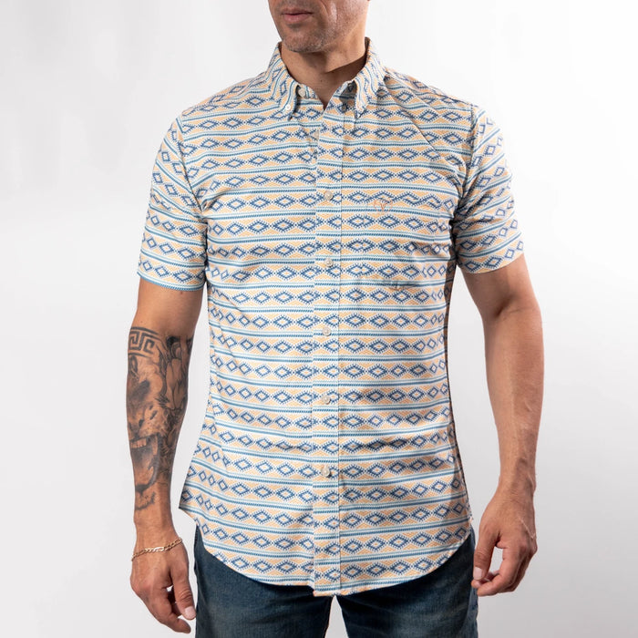 Camisa Platini Manga Corta Performance Estampada Navy 050
