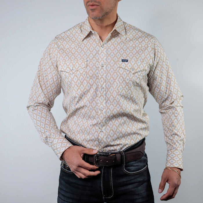 Camisa Wrangler Retro Estampada Khaki/Blanco/Gris 264
