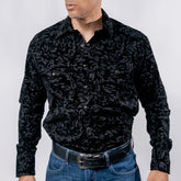 Camisa Wild Bull Est Flock Negro/Hojas 082