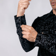 Camisa Wild Bull Est Flock Negro/Hojas 082