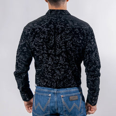 Camisa Wild Bull Est Flock Negro/Hojas 082