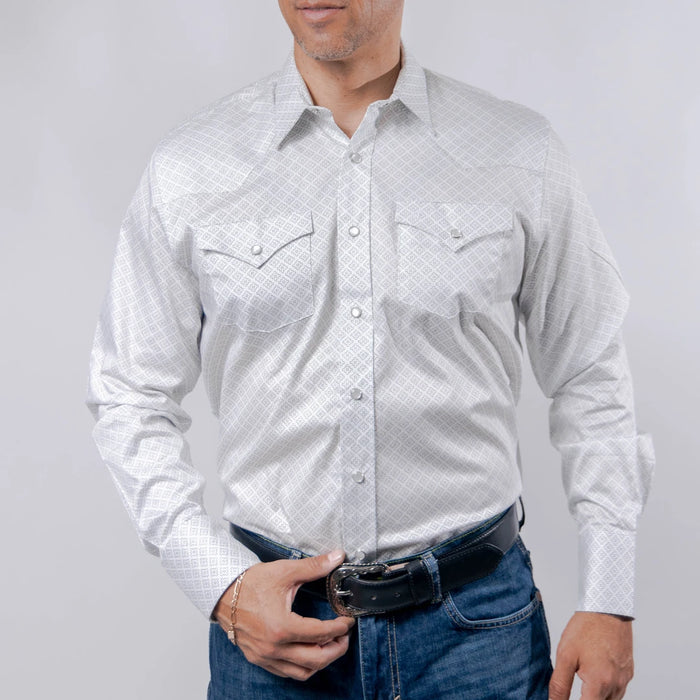 Camisa 1800 West Estampada Blanca/Negro 015