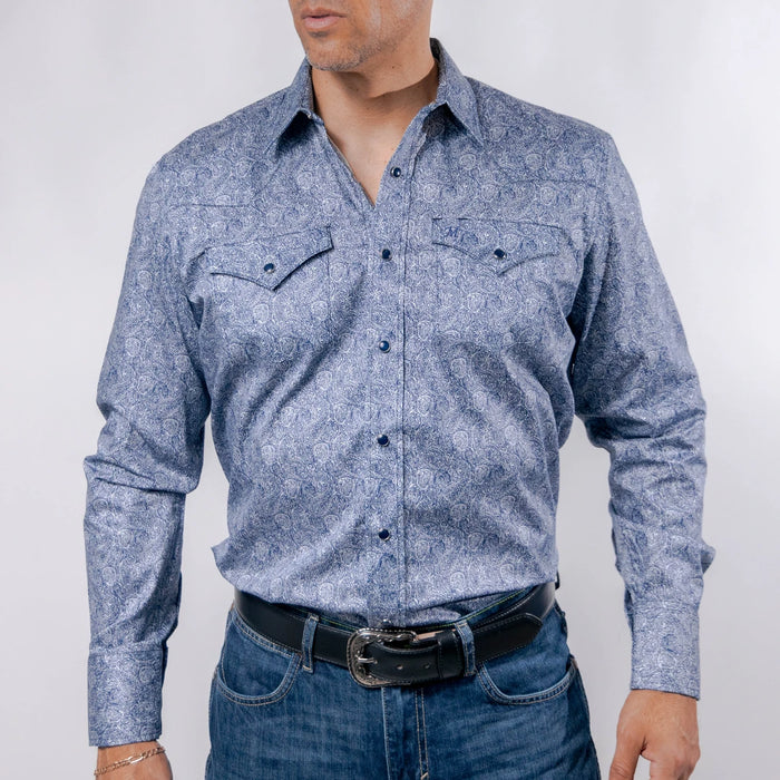 Camisa 1800 West Estampada Amibas Azul 016