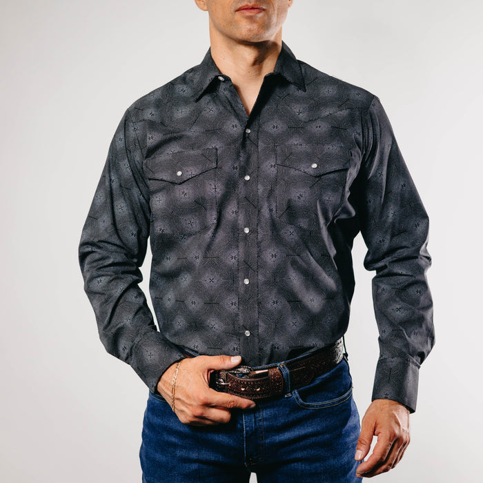 Camisa Hannover Estampada Negro Flor 309