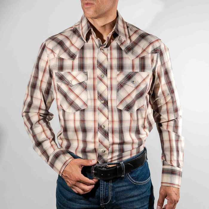 Camisa Wrangler 20X Cuadros Beige Café