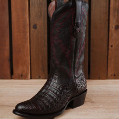 Bota Tony Lama Caiman Belly Black Cherry 007