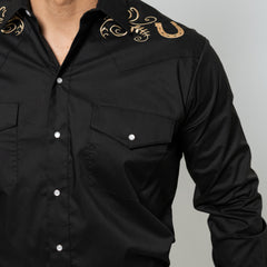 Camisa Hannover Bord Herrad Negra 212