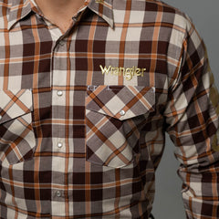 Camisa Wrangler Cua Café Bord Logo 166