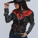 Blusa Scully Est Satin Flecos Negra 003