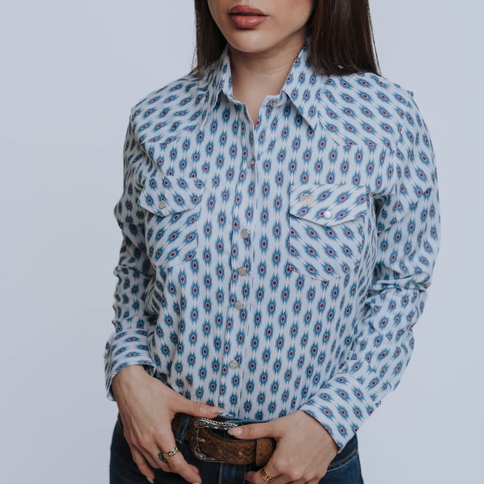 Blusa American West Estampada Blanca/Rojo 009