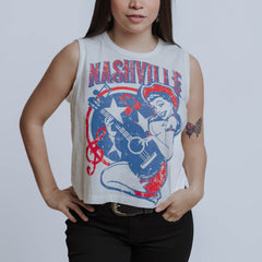 Crop Top Country Deep Nashville White 007