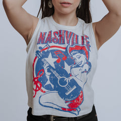 Crop Top Country Deep Nashville White 007