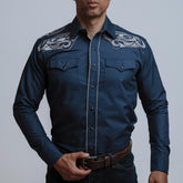 Camisa Wild Bull Bord gde Navy Plat 076