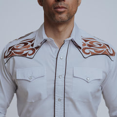 Camisa Wild Bull Bord gde Blanca Café 077