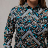 Blusa Montero Western Estampada Negra 039