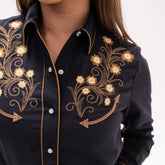 Blusa Bordada Rangers Negra Miel 018