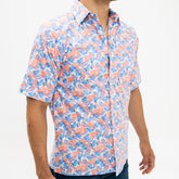 Camisa Casual Khaki Blues Estampada Palma Coral 001