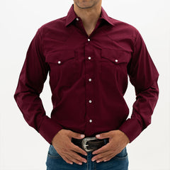 Camisa Vaquera Hannover Lisa Basica Vino Stretch HAN1101 - Very Vaquero