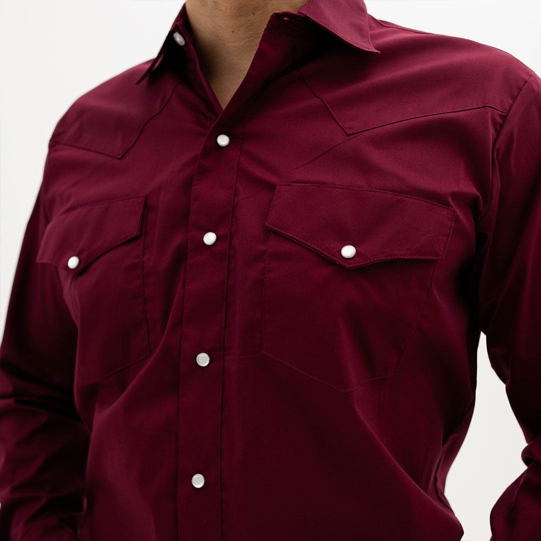 Camisa Vaquera Hannover Lisa Basica Vino Stretch HAN1101 - Very Vaquero
