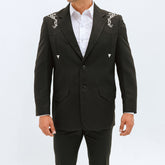 Traje Vaquero Far West Negro Bordado Hueso 699 - Very Vaquero