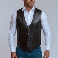 Chaleco VV Piel Liso Café 002